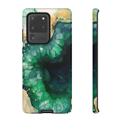 Green Geode in Watercolor - Impact Resistant Phone Case Samsung Galaxy S20 Ultra Matte